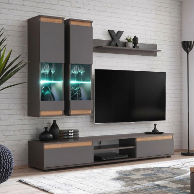 Luxus Wunnwand TV-Ständer Holz Designer Wunnzëmmer Gro Miwwel Wandsschaf