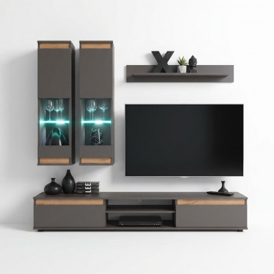 Luxus Wunnwand TV-Ständer Holz Designer Wunnzëmmer Gro Miwwel Wandsschaf
