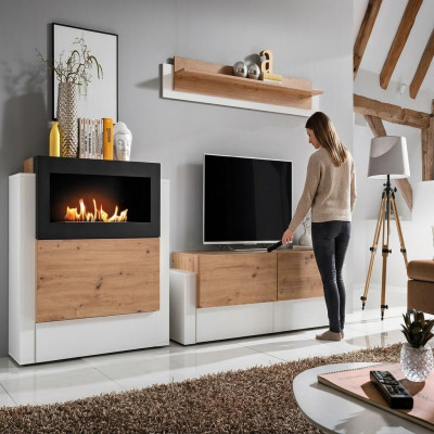 Designer wäiss Wunnzëmmerwand Luxus Kommode mat Kamäin Ariichtung Wunnzëmmermiwwele.