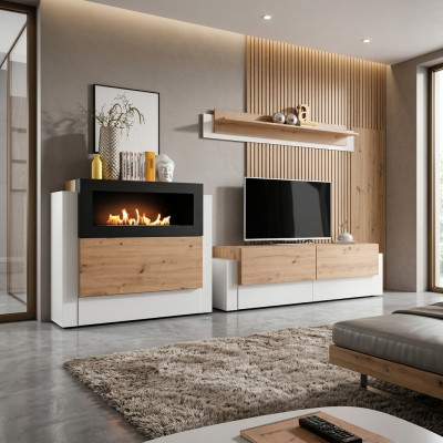 Designer wäiss Wunnzëmmerwand Luxus Kommode mat Kamäin Ariichtung Wunnzëmmermiwwele.