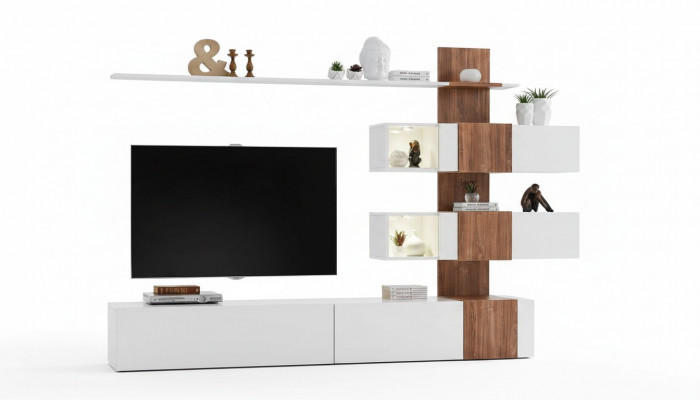 Modern Wunnwand Luxus Ariichtung Wunnzëmmer Design TV-Ständer Wand Regaler