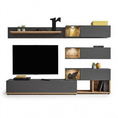 Luxus Wandschaf Wandregal Regal Wunnzëmmer TV-Ständer Modern Holz Designer