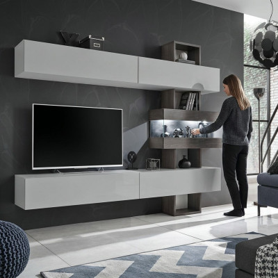 Wunnzëmmer Komplett Miwwelen RTV Lowboard Wunnwand Holz Designer Ariichtung
