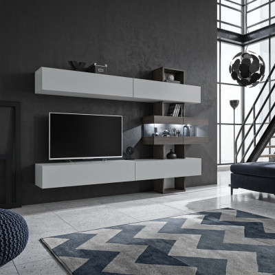 Wunnzëmmer Komplett Miwwelen RTV Lowboard Wunnwand Holz Designer Ariichtung