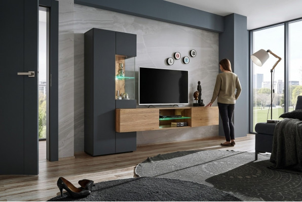 Grau Komplett Wunnwand Luxus Designer Regal Wunnzëmmer Nei Ariichtung