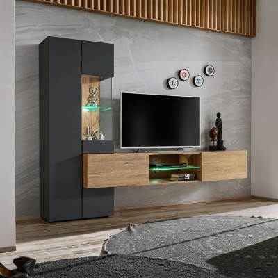 Grau Komplett Wunnwand Luxus Designer Regal Wunnzëmmer Nei Ariichtung