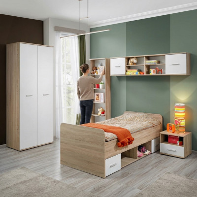 Komplett Kandenzëmmer Set Nuetsschaf Designer Bett Modern Kleederschaf Miwwelen