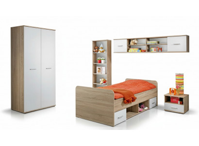 Komplett Kandenzëmmer Set Nuetsschaf Designer Bett Modern Kleederschaf Miwwelen