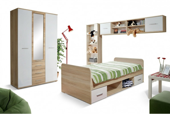 Kannerzëmmer Set Bett Nuetsdësch Designer Kleederschaf Modern Ariichtung 4tlg