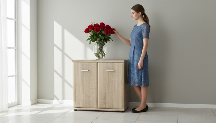 Luxus Schongardarob Kommode Holz Designer Miwwelen Modern