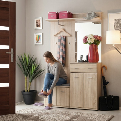 Design Modern Hal Garerob Luxus Kleiderstänner Miwwelen Holz Diel Nei