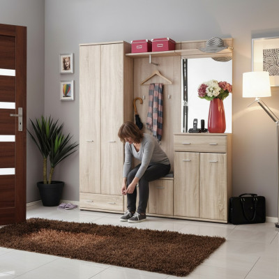 Kleederstänner Korridorgarderob Dielendesign Miwwelen Holz Modern Schaf Neit