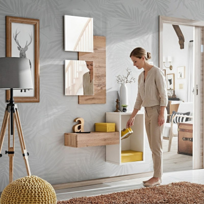 Virraummiwwelen Modernes Design Wandariichtung Holz nei Diel