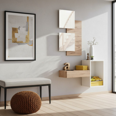 Virraummiwwelen Modernes Design Wandariichtung Holz nei Diel
