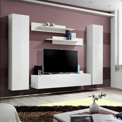 Wunnwand Komplett Wunnzëmmer Ariichtung 5-Stéck Set Wand Regaler TV-Stänner