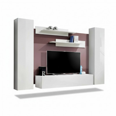 Wunnwand Komplett Wunnzëmmer Ariichtung 5-Stéck Set Wand Regaler TV-Stänner