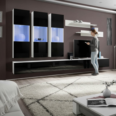 Wunnzëmmer Modern Wunnwand Designer Holzmöbler TV Stänner Luxus Hänkvitrin