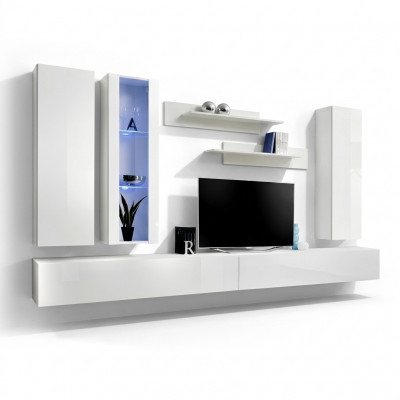 Wunnzëimmermiwwel Designer Wäiss Wunnwand TV Stänner Kommodë Modern Wandschaf