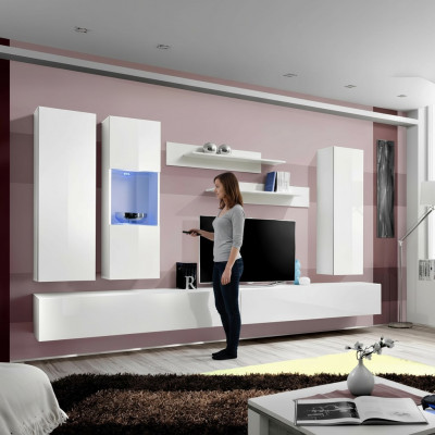 Wuermauer Holz Wunnzëmmer Miwwelen Wäiss TV Stänner Modernen Design Wand Regaler