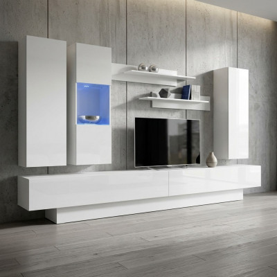 Wuermauer Holz Wunnzëmmer Miwwelen Wäiss TV Stänner Modernen Design Wand Regaler