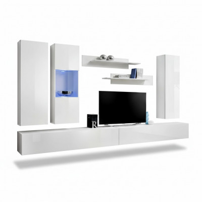 Wuermauer Holz Wunnzëmmer Miwwelen Wäiss TV Stänner Modernen Design Wand Regaler