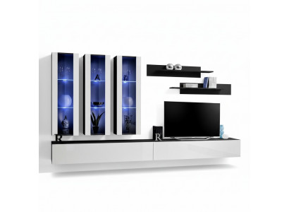 Wunnmauer Hänkvitrin Wunnzëmmer Lowboard TV Stänner Modern Design Set 7tlg.