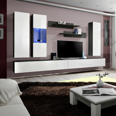 Designer Set 7 Stéck Wunnwand Häng Vitrine Wandspaf Luxus Miwwelen Wunnzëmmer