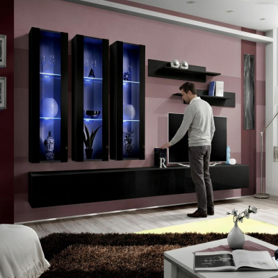 Modern Design Wunnwand TV-Ständer Holz Wunnzëmmer Miwwelen Ariichtung Wand Regaler