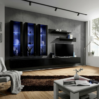 Modern Design Wunnwand TV-Ständer Holz Wunnzëmmer Miwwelen Ariichtung Wand Regaler