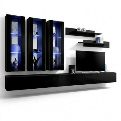 Modern Design Wunnwand TV-Ständer Holz Wunnzëmmer Miwwelen Ariichtung Wand Regaler