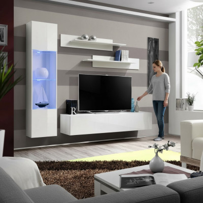 Wunnzëmmermiwwelen a Wäiss Wunnwand Designer Luxus TV Stänner Häng Vitrin Regaler