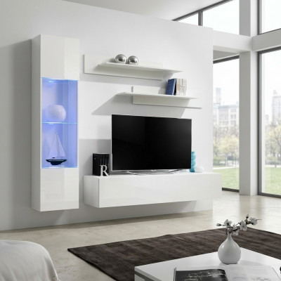 Wunnzëmmermiwwelen a Wäiss Wunnwand Designer Luxus TV Stänner Häng Vitrin Regaler