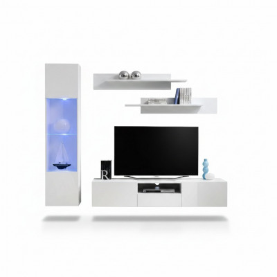 Wunnzëmmermiwwelen a Wäiss Wunnwand Designer Luxus TV Stänner Häng Vitrin Regaler
