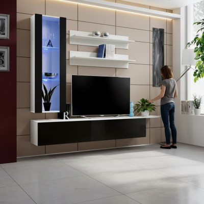 Design hängend Vitrine Regaler Wohnwand Set 4 Deeler Wunnzëmmer TV-Ständer Miwwelen