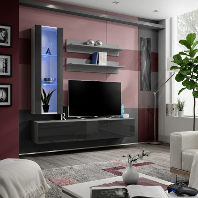 Design hängend Vitrine Regaler Wohnwand Set 4 Deeler Wunnzëmmer TV-Ständer Miwwelen