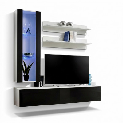 Design hängend Vitrine Regaler Wohnwand Set 4 Deeler Wunnzëmmer TV-Ständer Miwwelen
