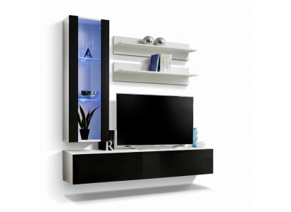 Design hängend Vitrine Regaler Wohnwand Set 4 Deeler Wunnzëmmer TV-Ständer Miwwelen