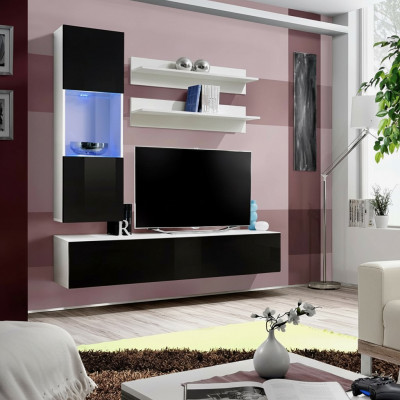 Luxus Holzmiwwel Wunnwand Designer Ausrëschtung Komplett Set 4 Stéck Wunnzëmmer