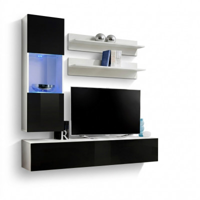 Luxus Holzmiwwel Wunnwand Designer Ausrëschtung Komplett Set 4 Stéck Wunnzëmmer