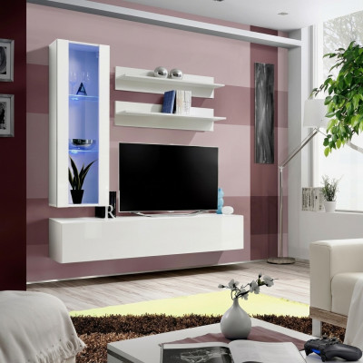 Komplett TV-Stännermöbel Designer Miwwelset 4-tlg Lowboard Hänkvitrinn
