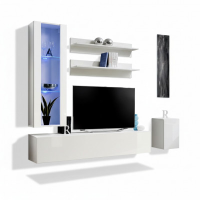 Komplett TV-Stännermöbel Designer Miwwelset 4-tlg Lowboard Hänkvitrinn