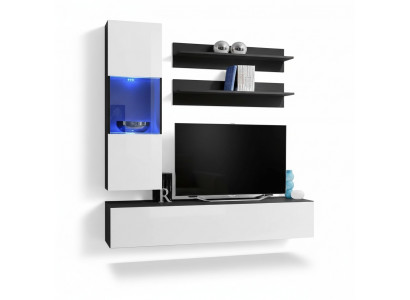 Wunnwand Set 4 Stéck Wunnzëmmer Komplett TV-Ständer Wandregal Luxus Modern Nei