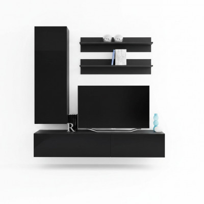 Luxus Modern Wunnwand Lowboard Mauereschaf Stotzmöbel 4 Deeler. Nei