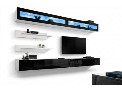 Wunnwand Set 6 Deeler Luxus Wunnzëmmer TV-Stänn Wand Regal Design Ariichtung