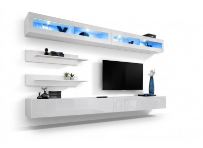 Modern Wunnzëmmer Set 6 Stéck 2x TV-Stänner Design Wandmaubel Nei Holz Miwwelen