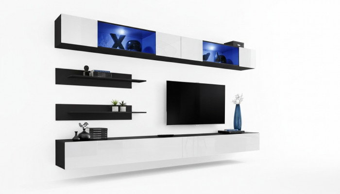 Holzmiwwel Wunnwand 2x Wandsschaf Wandregaler Design Set Ariichtung