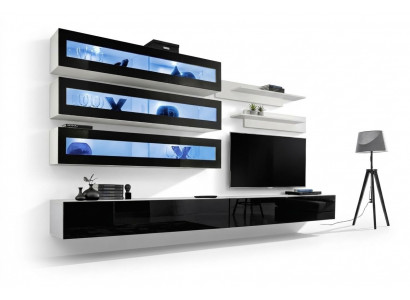Wäiss Luxus Wunnzëmmer Wunnwand Miwwelen 3x Wandschaf TV-Stänner
