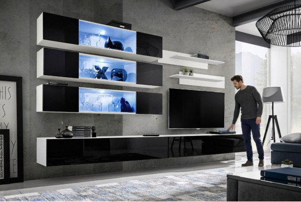 Luxus Nei Wunnwand Designer Modern Wunnzëmmer Set Mauerarmoire Lowboard