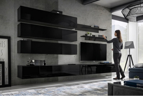Design Wandschaf Wohnwand Wunnzëmmer Holz Ariichtung Mauer Regaler Nei