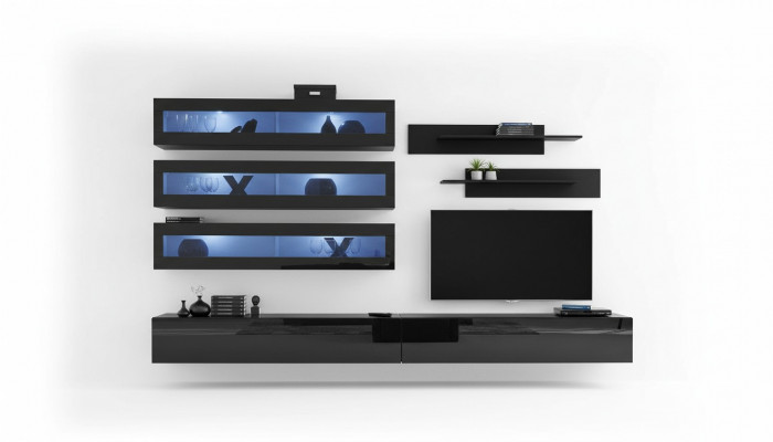 Wanddesign Regal TV-Ständer Wanddësch Schlofkummer Holz Ariichtung Nei